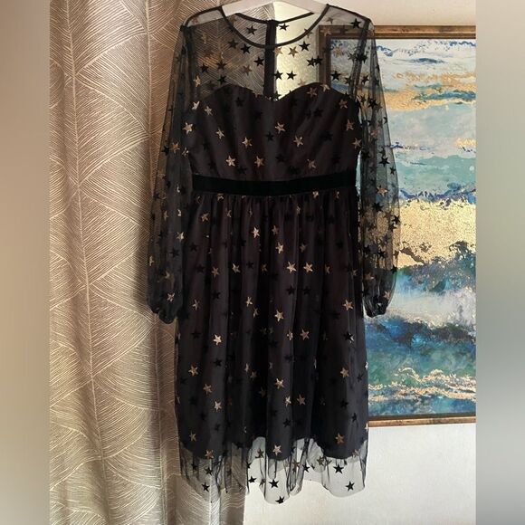JJ’S House short black tulle dress with stars size medium NEW - Picture 1 of 12